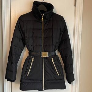 Vince Camuto Black Ski Jacket with Gold Zippers
